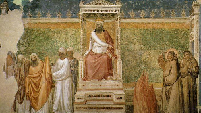 GIOTTO di Bondone St Francis before the Sultan